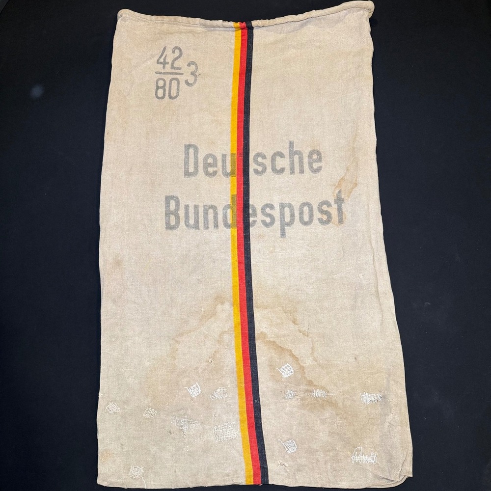 VTG Deutsche Bundespost Mail Bag‎ 27x45 Germany Canvas Sack Beige Darning Repair